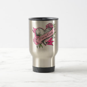 Caneca Térmica Coração e Rosas