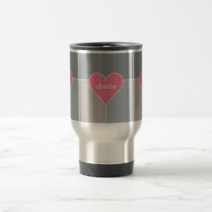 Caneca Térmica Coração Padrões de monograma personalizado