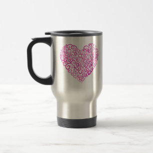 Caneca Térmica Coração rosa para escrita manual espiral para o Di