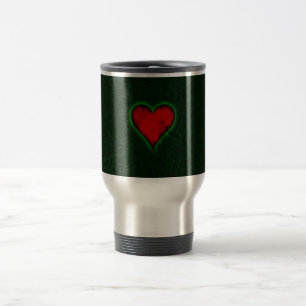 Caneca Térmica Coração vermelho em um fundo verde