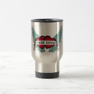 Caneca Térmica Coração voado Rockabilly do amor verdadeiro