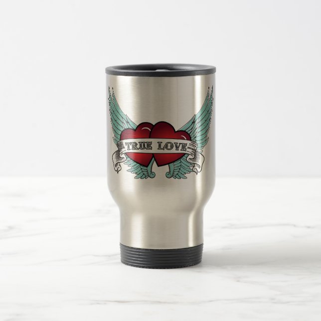 Caneca Térmica Coração voado Rockabilly do amor verdadeiro (Centro)