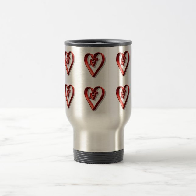 Caneca Térmica Corações 3D Vermelhos (Centro)