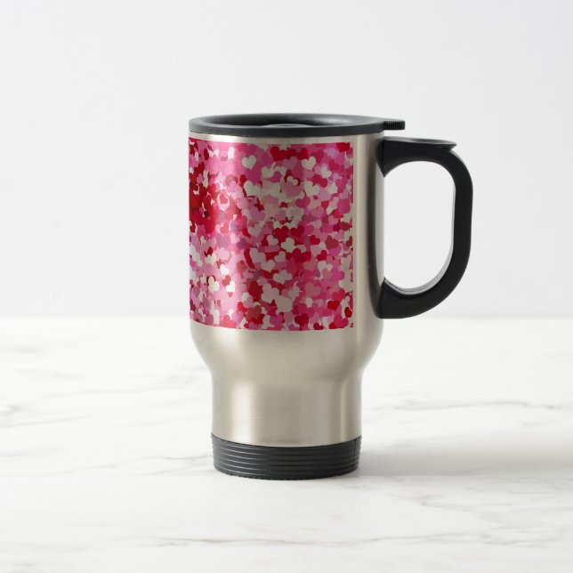 Caneca Térmica Corações de Confetti Rosa (Direita)