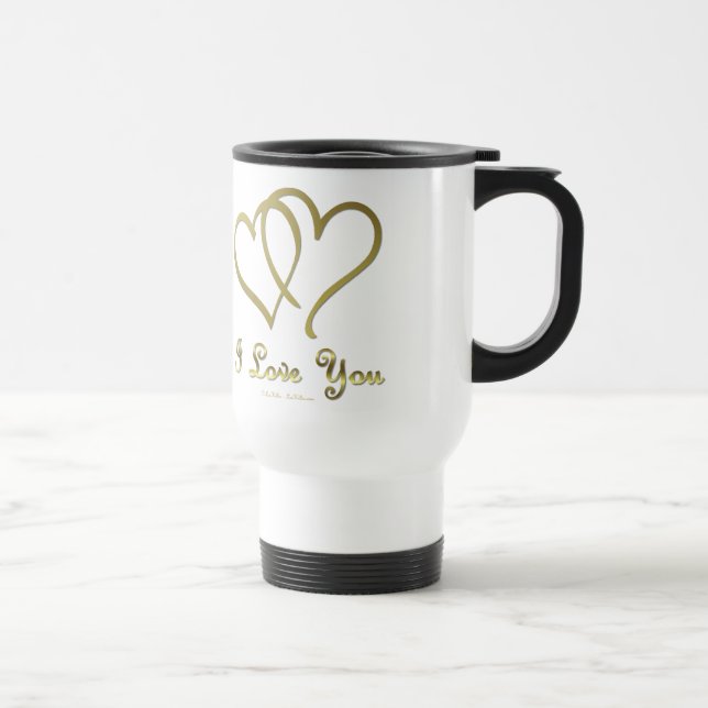Caneca Térmica Corações de Ouro Entrelaçados Eu Te Amo (Direita)