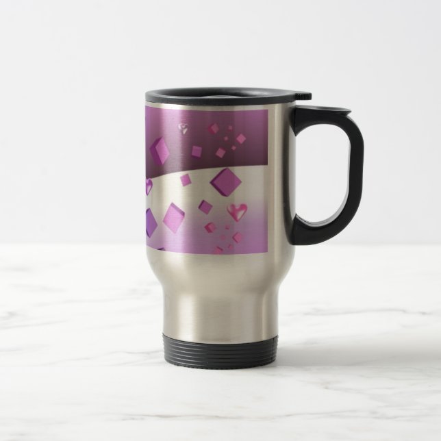 Caneca Térmica Corações e Cubos Roxos (Direita)