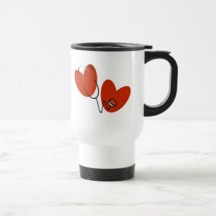 Caneca Térmica Corações e t-shirt e presentes do estetoscópio