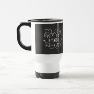 Caneca Térmica Corações Gift Chalk do 16.º Aniversário