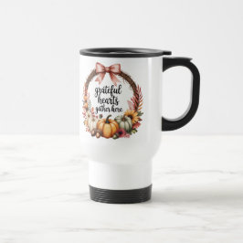 Caneca Térmica Corações gratos se reúnem aqui grinalda de abóbora