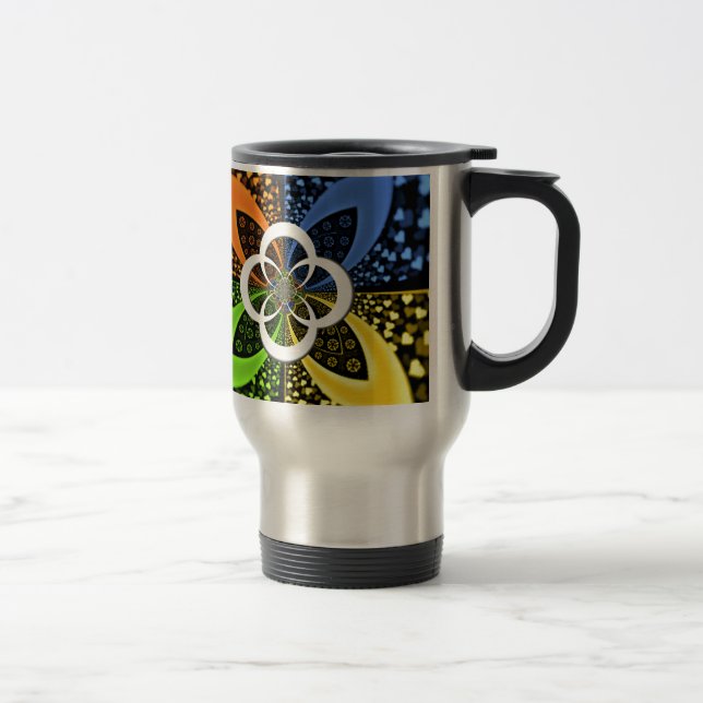 Caneca Térmica Corações Iridescentes, Abstrato de Bolinhas (Direita)