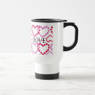 Caneca Térmica Corações Pequenos, Vermelho Rosa, AMOR