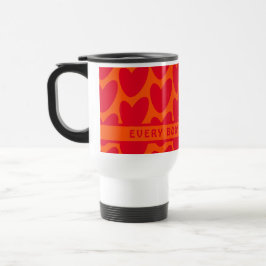 Caneca Térmica Corações Vermelhos e Laranja Retro