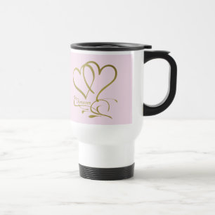 Caneca Térmica Cores de fundo editáveis Forever Hearts Gold