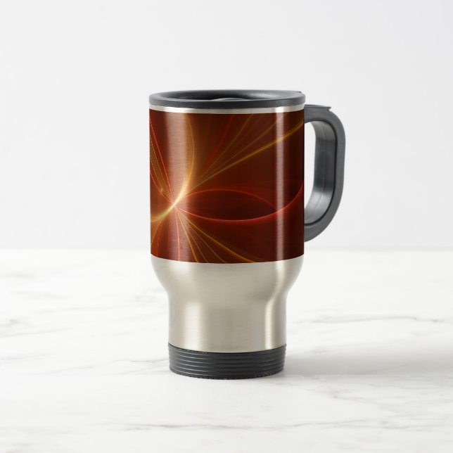 Caneca Térmica Cores Quentes Modernas de Arte Fractal Mística Abs (Frente Esquerda)