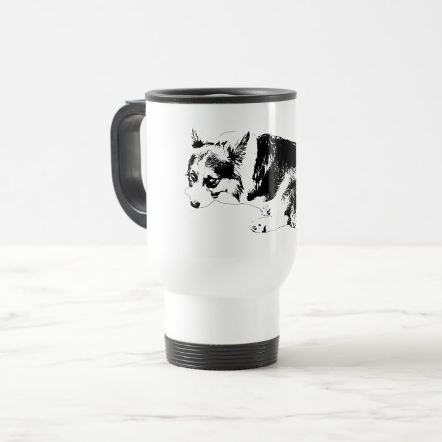 Caneca Térmica Corgi de Estrada, Golpes Enraizados (Frente Esquerda)