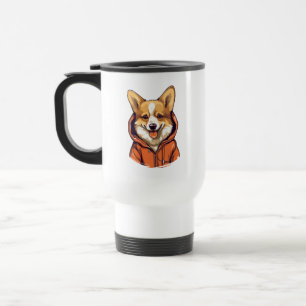 Caneca Térmica Corgi Engraçado Vestindo Moletom