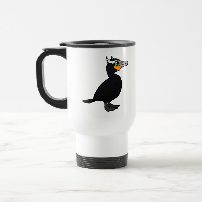 Caneca Térmica Cormorant Dobro-com crista de Birdorable (Esquerda)