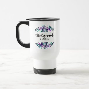 Caneca Térmica Coroa Floral de Noiva de Damas de Honra em Verde e