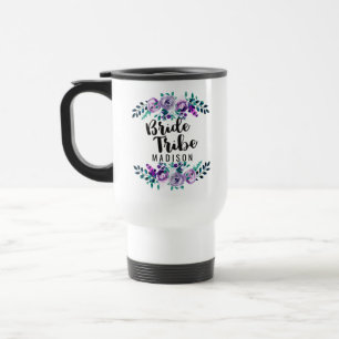Caneca Térmica Coroa Floral Verde-Menta e Roxa Casamento Noiva Tr