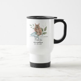 Caneca Térmica Coruja de Aquarela Bonita para Obrigado