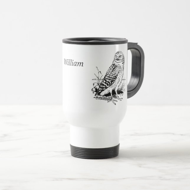 Caneca Térmica Coruja Personalizada (Frente Esquerda)