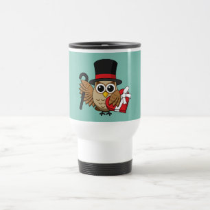 Caneca Térmica Coruja sofisticada com caixa de chocolate cardíaco