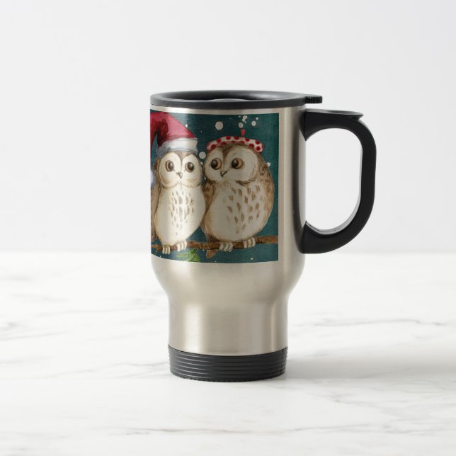 Caneca Térmica Corujas de feliz-natal (Direita)