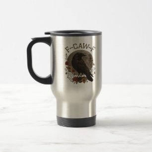 Caneca Térmica Corvo Engraçado F-Caw-F Humor Gótico Essencial Ten