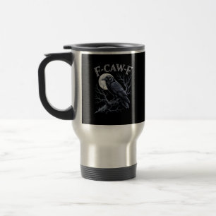 Caneca Térmica Corvo F-Caw-F Pássaro Engraçado Lua Gótico Humor A
