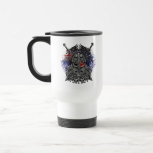 Caneca Térmica corvos de Odin espadas Mitologia Viking bandeira d