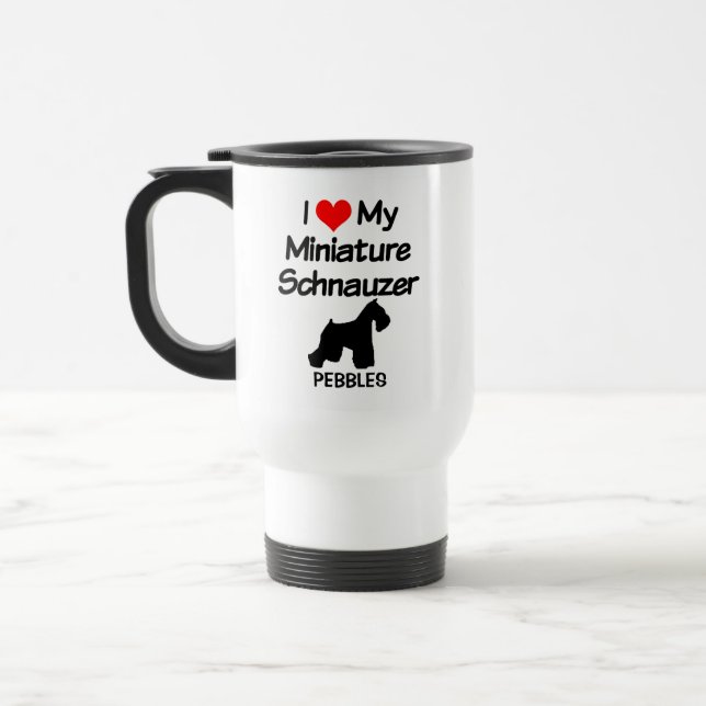 Caneca Térmica Costume Amo Meu Cachorro De Schnauzer Miniatura (Esquerda)