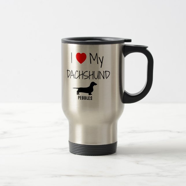 Caneca Térmica Costume Amo Meu Dachshund (Direita)