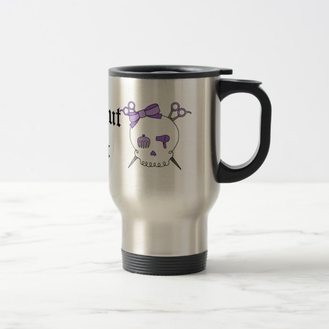 Caneca Térmica Crânio acessório do cabelo roxo - Scissor (Direita)