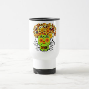Caneca Térmica Crânio De Açúcar Floral
