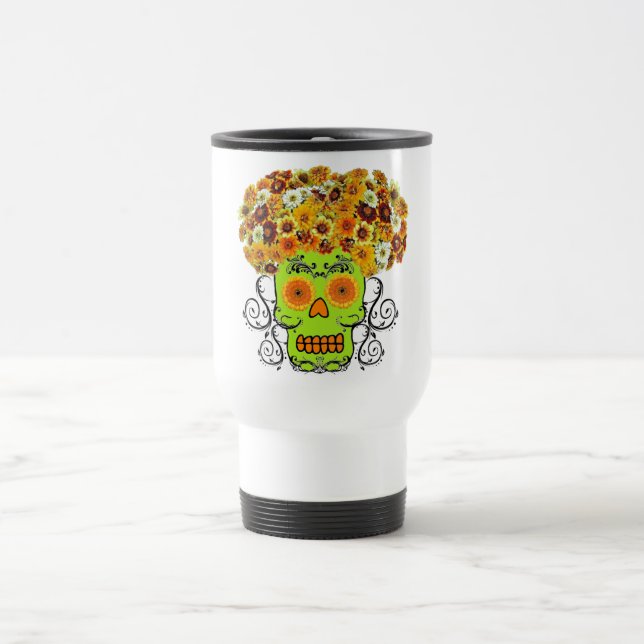 Caneca Térmica Crânio De Açúcar Floral (Centro)
