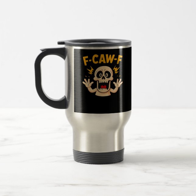 Caneca Térmica Crânio F-Caw-F de Halloween (Esquerda)