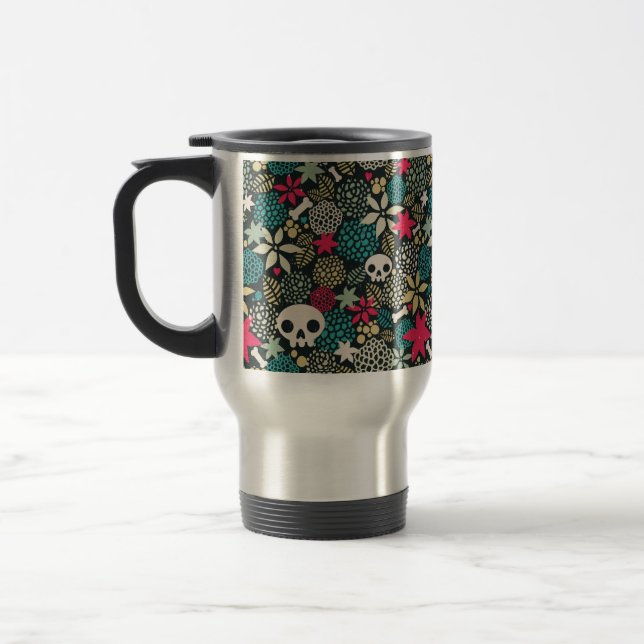 Caneca Térmica Crânio nas flores (Esquerda)