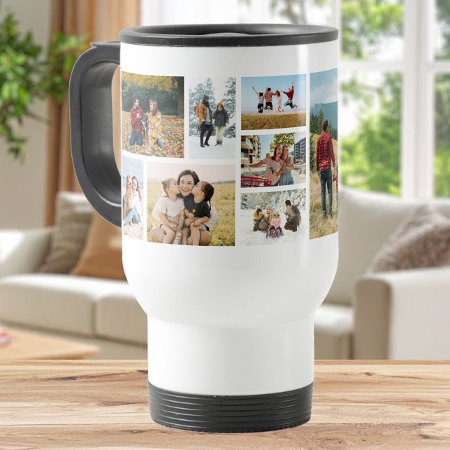 Caneca Térmica Create Your Own Custom 12 Photo Collage (Criador carregado)
