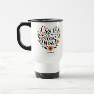 Caneca Térmica Crie em Mim um Coração Limpo floral