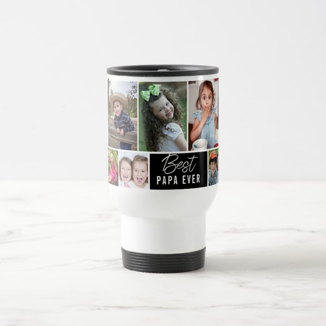 Caneca Térmica Crie O Seu Melhor Papá Em 10 Colagem De Fotos (Centro)
