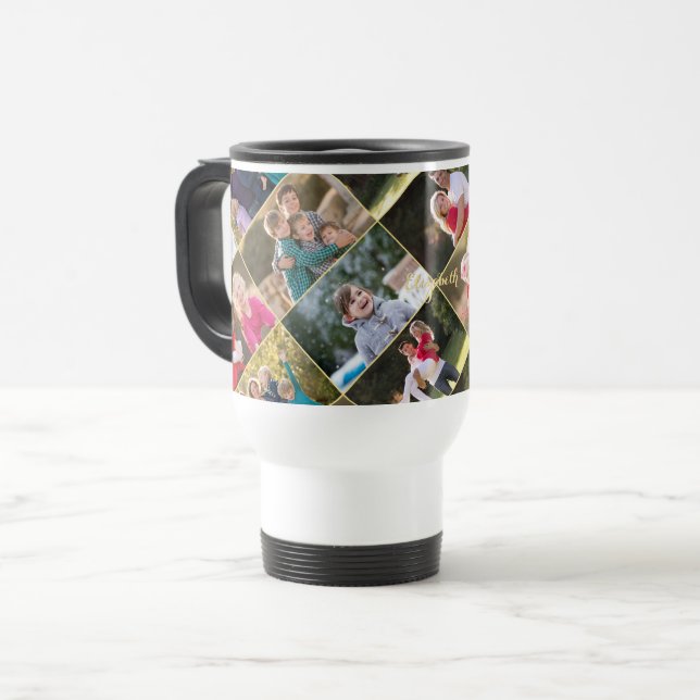 Caneca Térmica Crie seu próprio branco personalizado de 6 imagens (Frente Esquerda)