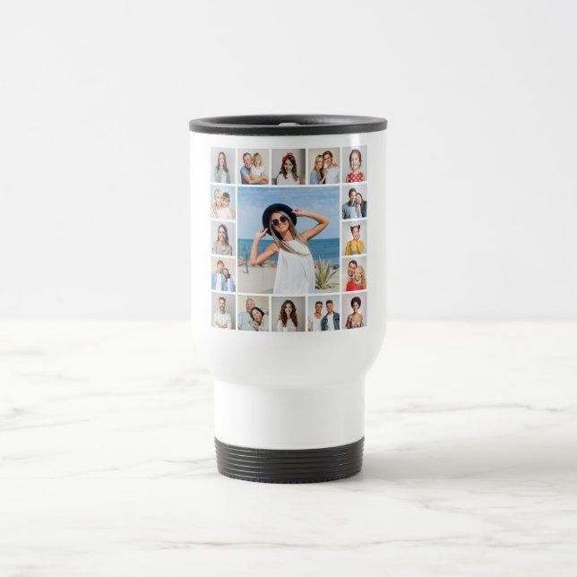 Caneca Térmica Crie Sua Própria Colagem de 17 Fotos (Centro)