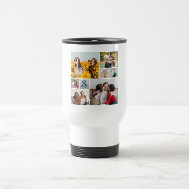 Caneca Térmica Crie sua própria colagem de 8 fotos (Centro)