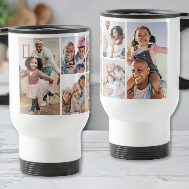 Caneca Térmica Crie Sua Própria Colagem de Fotos (Create Your Own Photo Collage Travel Mug)