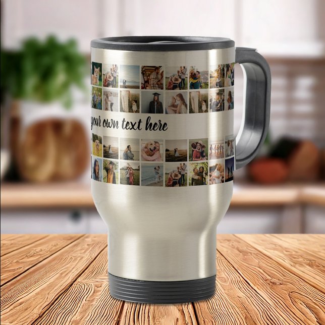 Caneca Térmica Crie sua própria colagem de fotos personalizada (Criador carregado)