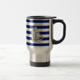 Caneca Térmica Crome Sailboat em faixas marítimas