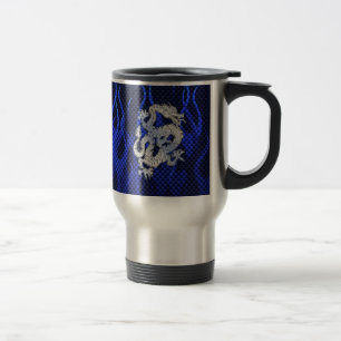 Caneca Térmica Cromo Azul como Estilo de Fibra de Carbono do Drag