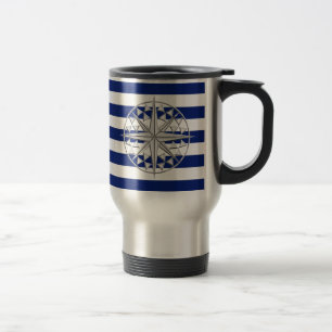 Caneca Térmica Cromo como Compass em faixas náuticas