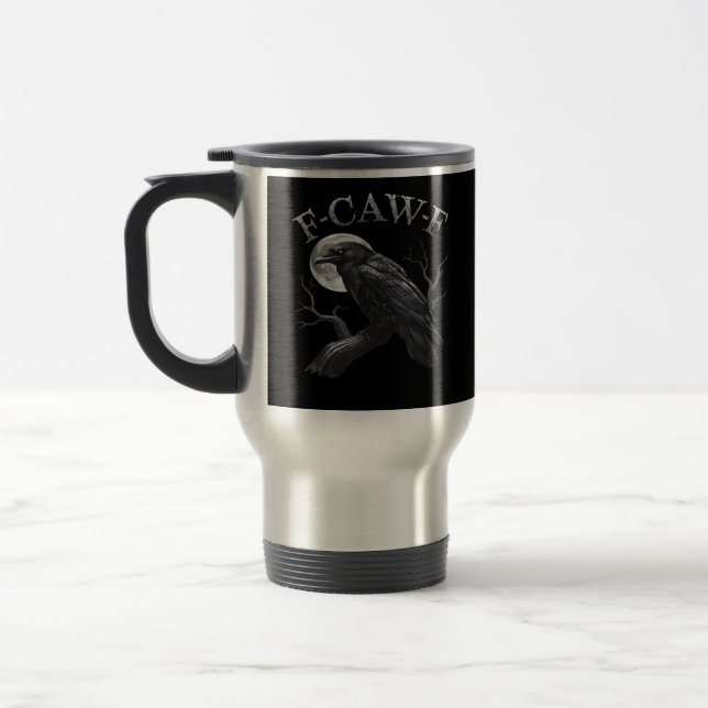 Caneca Térmica Crow F-Caw-F Funny Bird Moon Retro Classic (Esquerda)