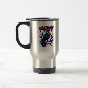 Caneca Térmica Crow, F-Caw-F Pássaro Engraçado Lua Gótico Humor A